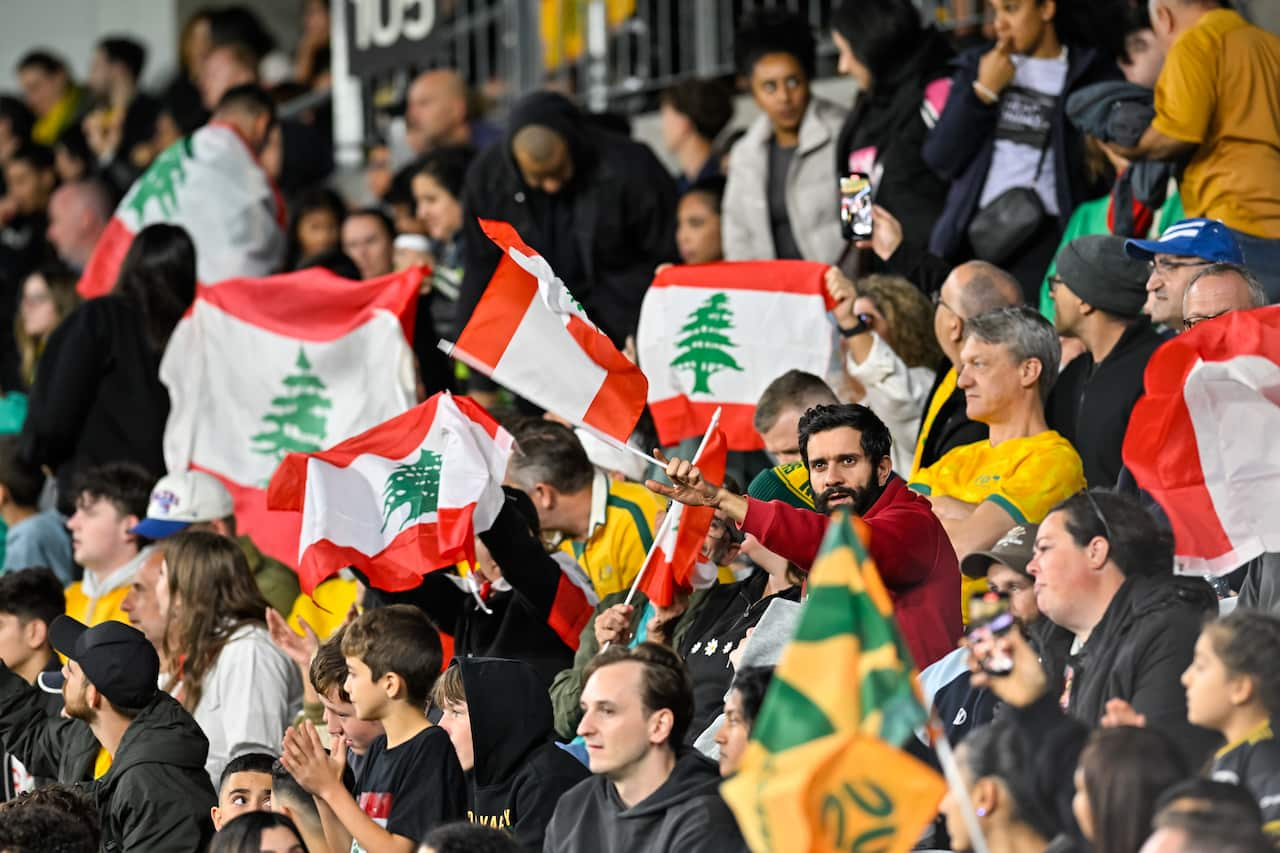 Lebanese fans at a FIFA World Cup 2026 qualifier game between Australia and Lebanon in Sydney in March.