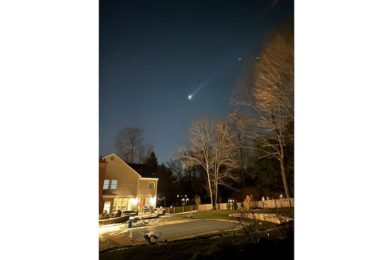 A drone appearing in the night sky