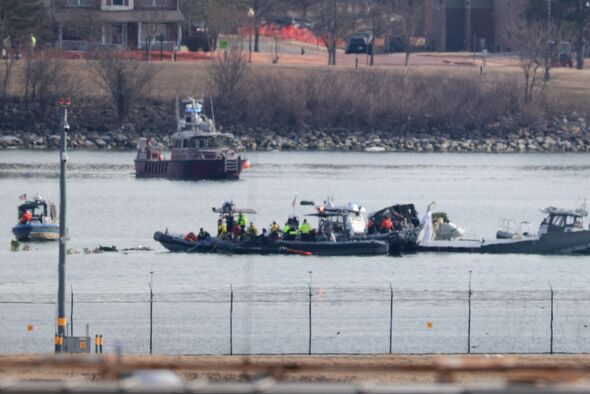 American Airlines Plane And Black Hawk Helicopter Crash Near Reagan National Airport