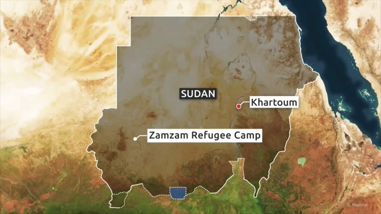 A map showing the location of Zamzam refugee camp in Sudan